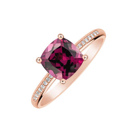 Prsten s diamanty a rhodolitem Melody Harmony