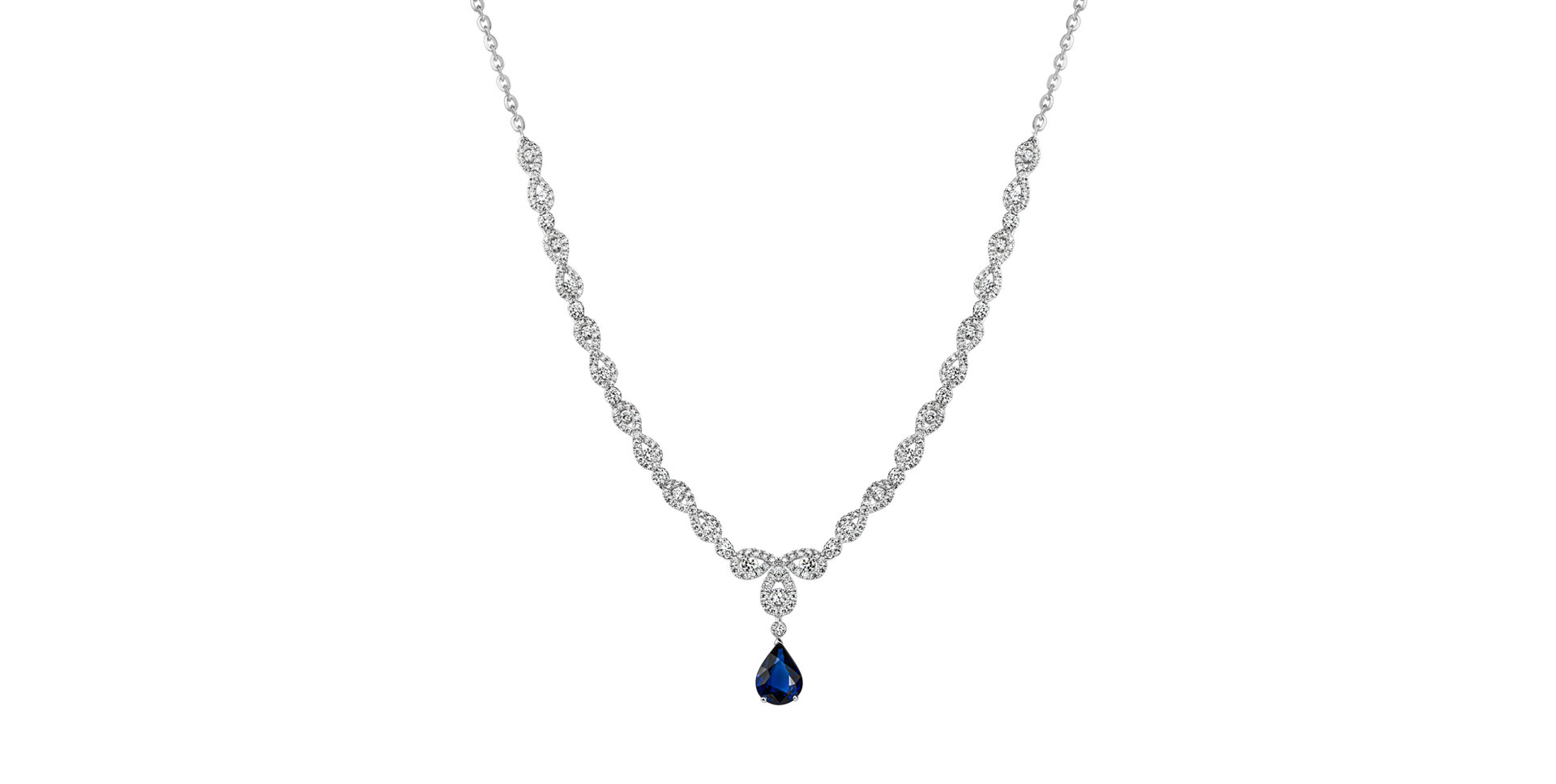 Náhrdelník s diamanty a safírem Queen of the Sky