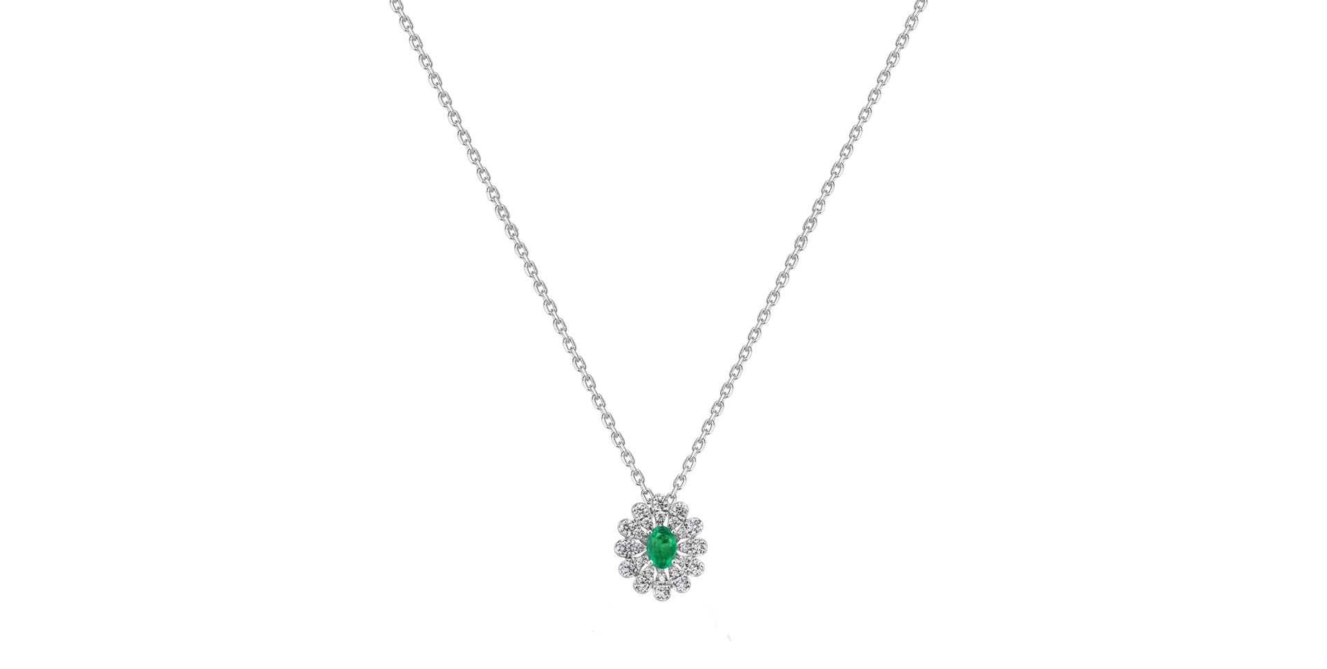 Náhrdelník s diamanty a smaragdem Starlight Bloom