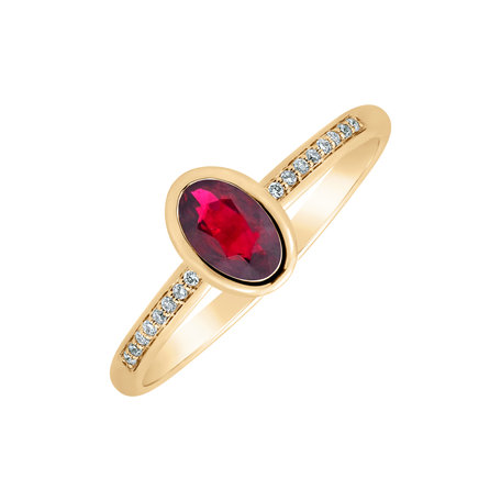 Prsten s diamanty a rubínem Elliptical perfection
