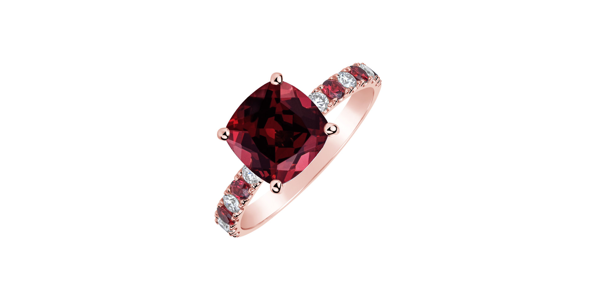 Prsten s diamanty a rhodolitem Imelda