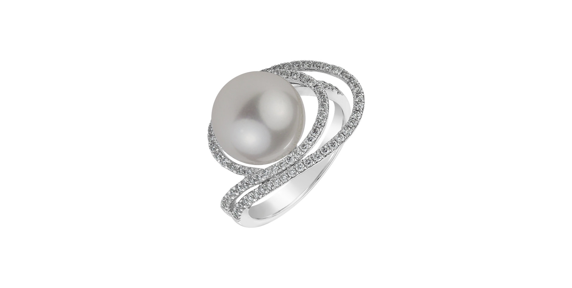 Prsten s diamanty a perlou Ocean Vortex