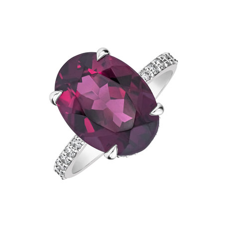 Prsten s diamanty a rhodolitem Burgundy Flame