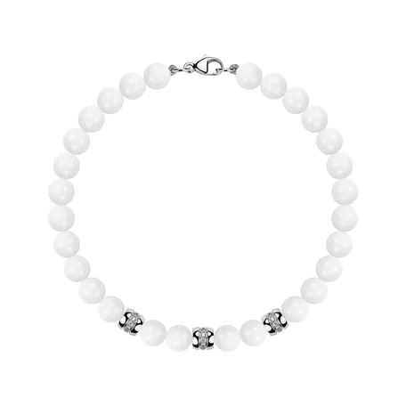 Náramek s diamanty a acháty White Mirage