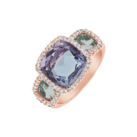 Prsten s diamanty a ametysty One Rose
