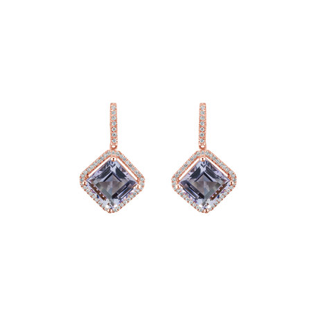 Náušnice s diamanty a ametystem Starlight Cascade