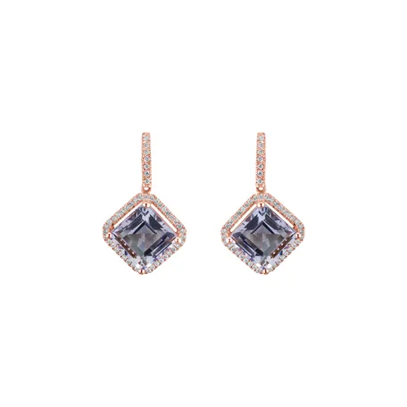 Náušnice s diamanty a ametystem Starlight Cascade