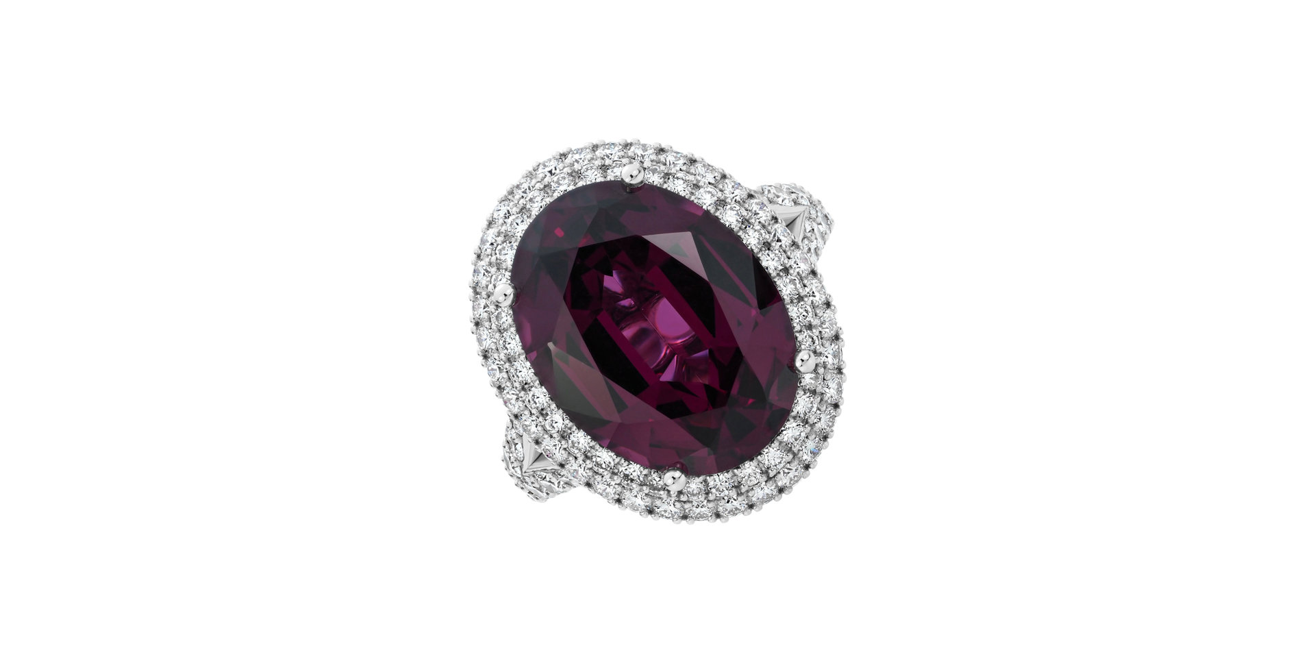 Prsten s diamanty a rhodolitem Born of LIght