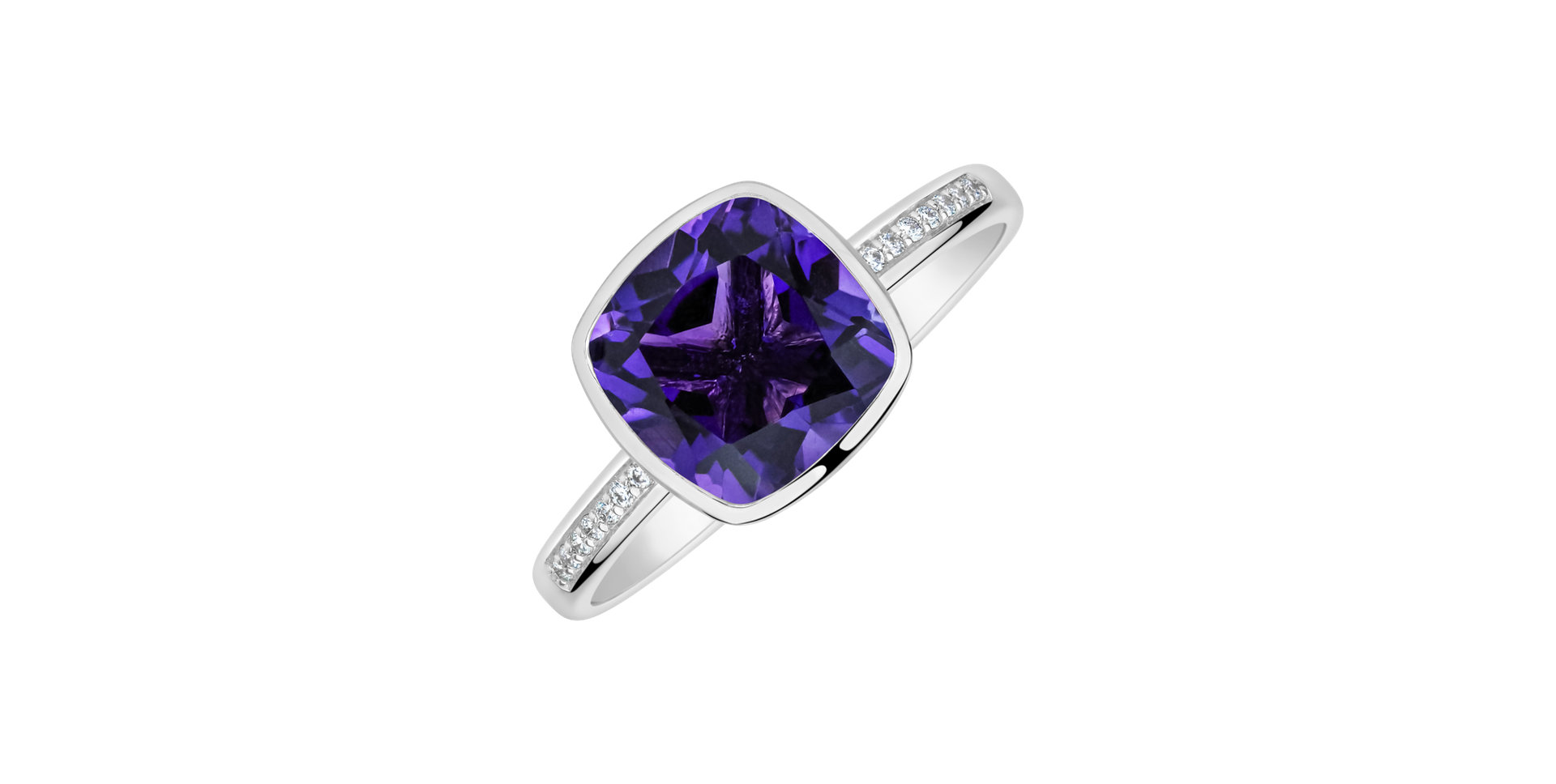 Prsten s diamanty a ametystem Carelia