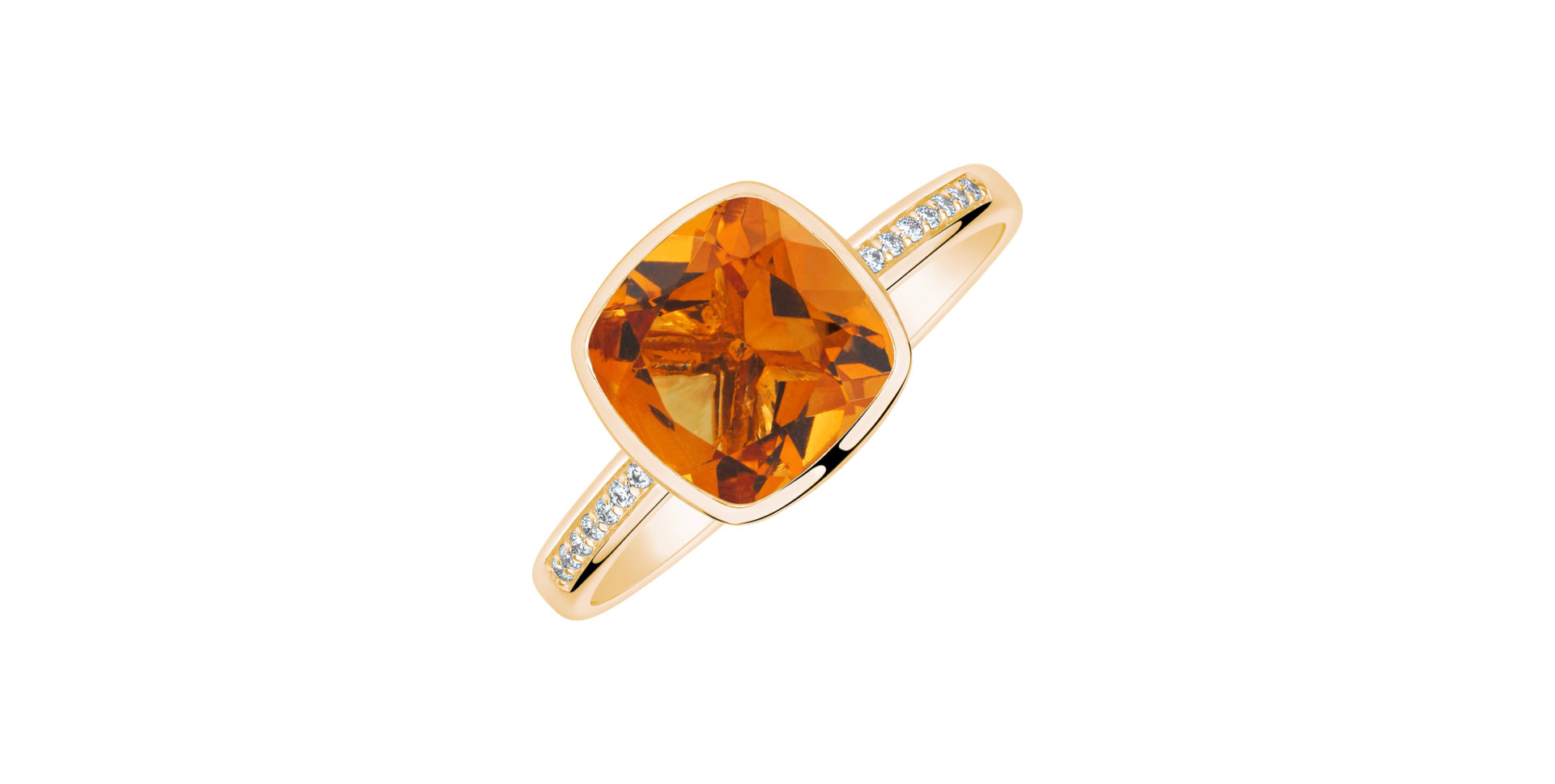 Prsten s diamanty a citrínem Carelia