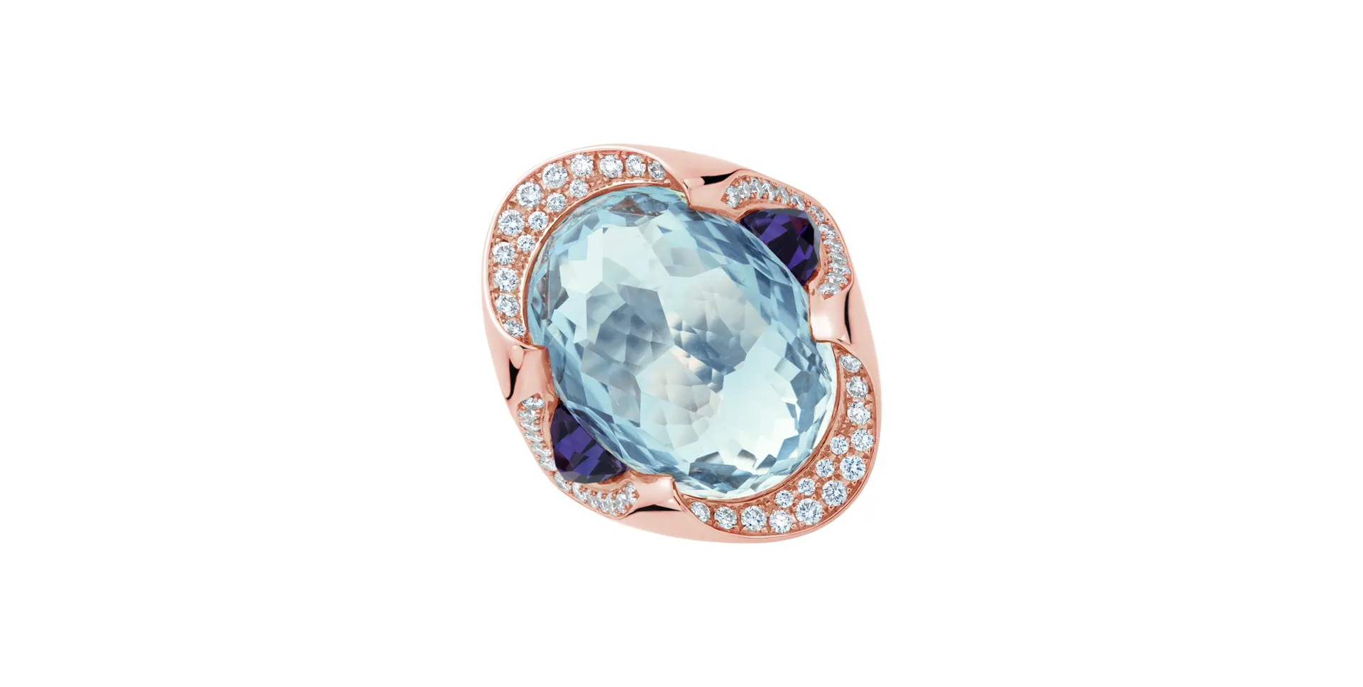 Prsten s diamanty a topazem a ametysty Viridian Grace