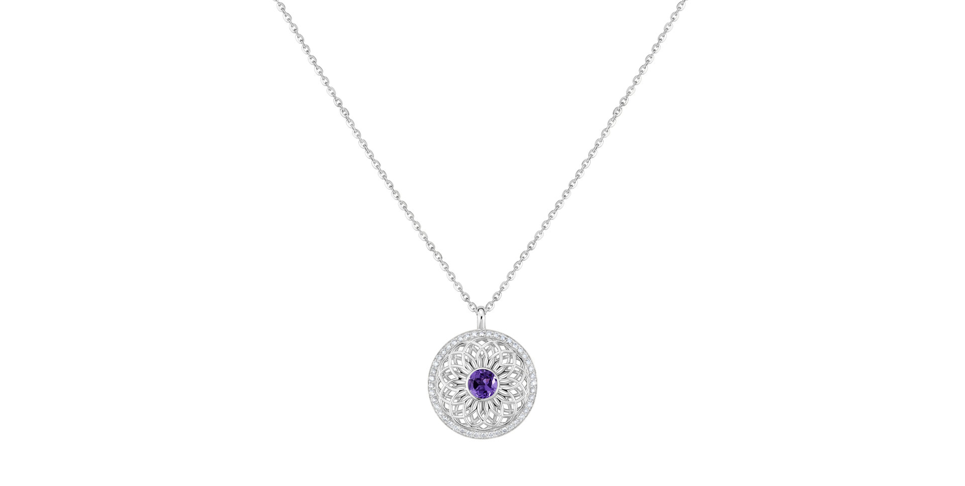 Náhrdelník s diamanty a ametystem Heart of Star