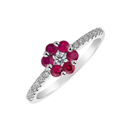 Prsten s diamanty a rubíny Graceful Delicacy