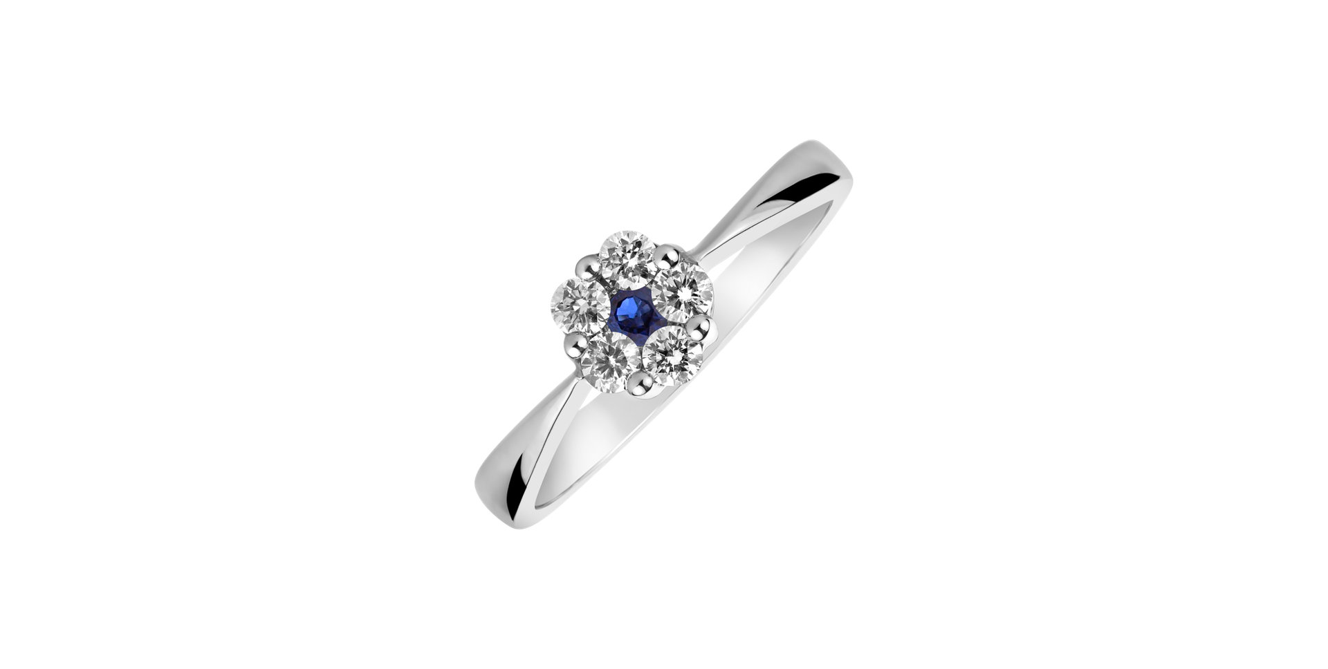 Prsten s safírem a diamanty Midnight Fantasy
