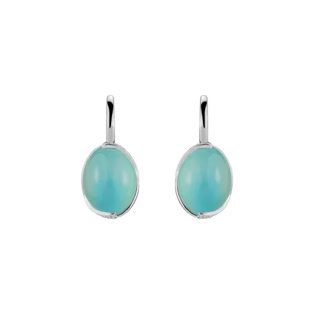 Náušnice s chalcedonem a diamanty Elegance Petal