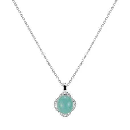 Přívěs s chalcedonem a diamanty Geranium Gems