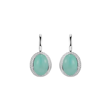 Náušnice s chalcedonem a diamanty Spring Aura