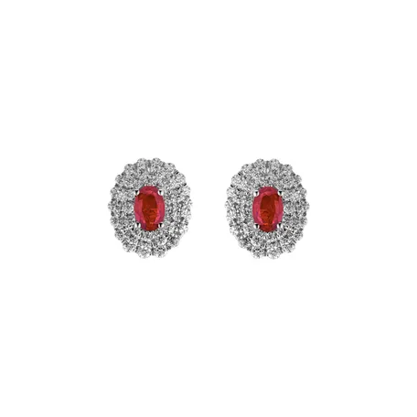 Náušnice s rubínem a diamanty Ruby Passion