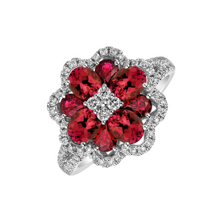 Prsten s diamanty a rubíny Ruby Blossom
