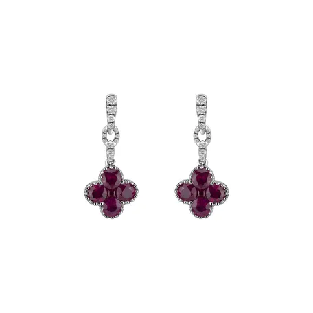 Náušnice s diamanty a rubíny Fire Clover