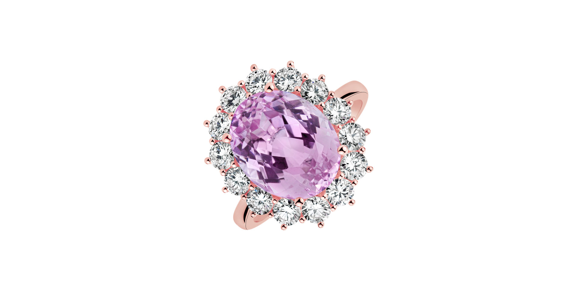 Prsten s kunzitem a diamanty Sky Goddess