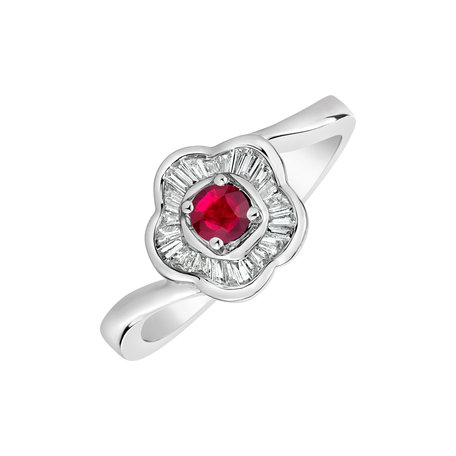 Prsten s rubínem a diamanty Tiny Flower