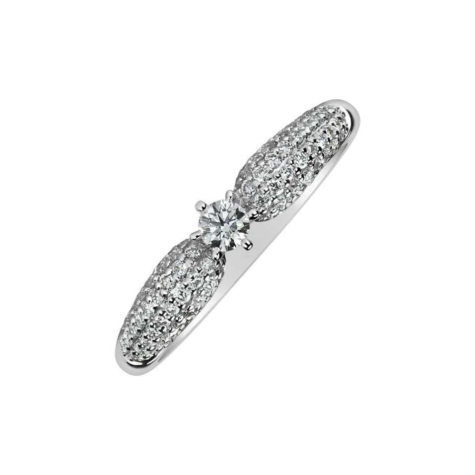 Prsten 14kt bílé zlato s diamantem Luxury Addiction