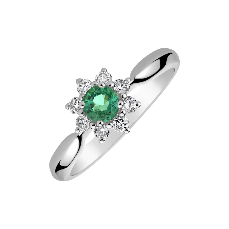 Prsten se smaragdem a diamanty Starlet Blossom