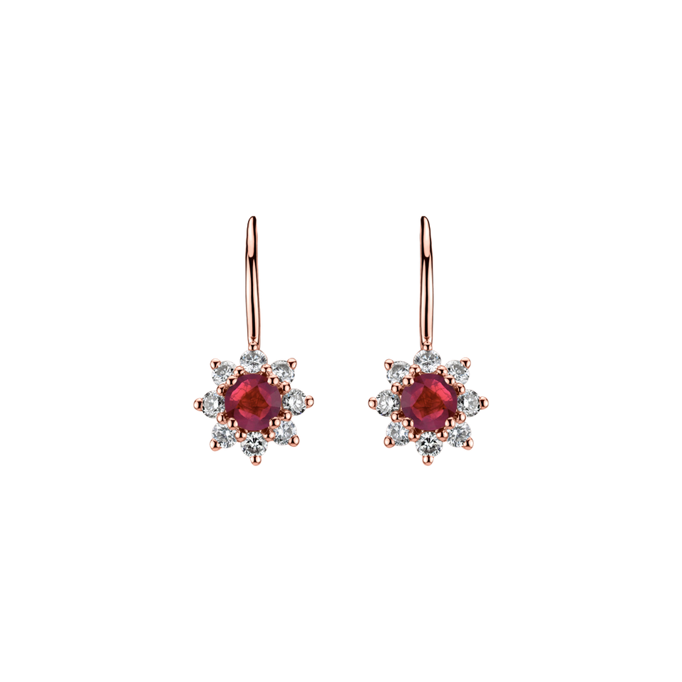 Náušnice s rubínem a diamanty Celestial Romance