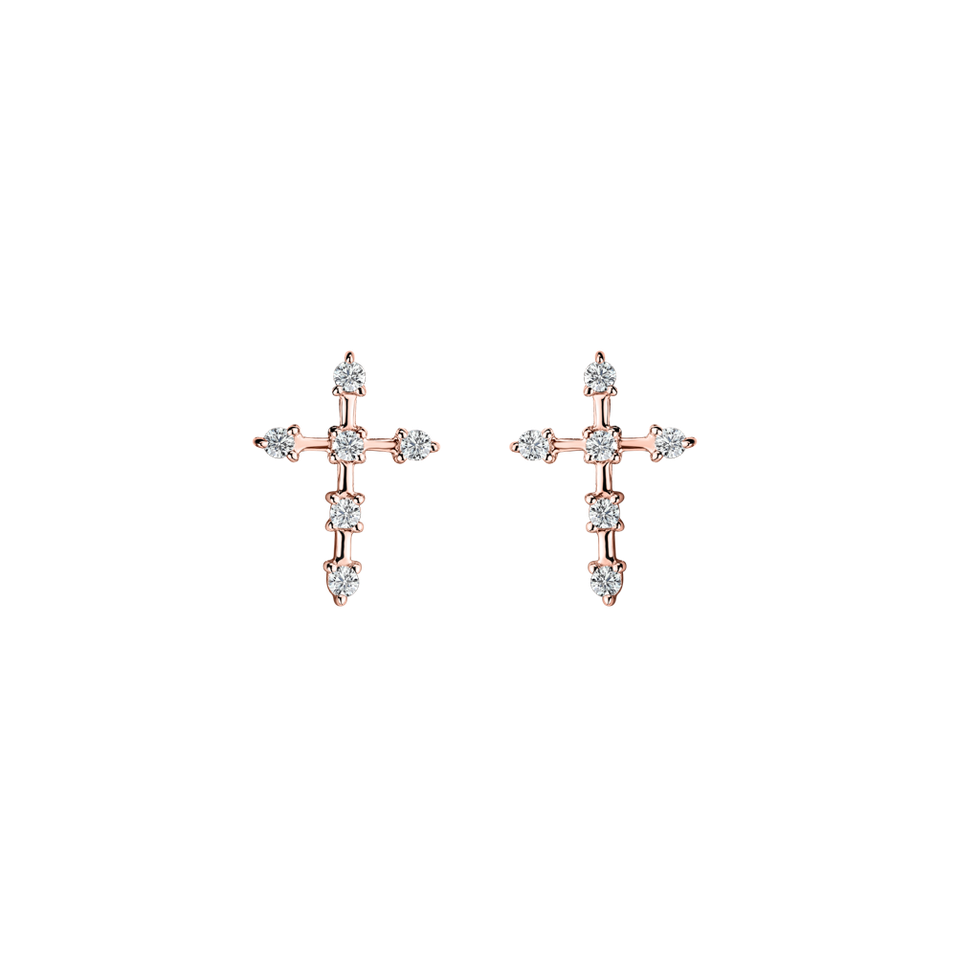 Náušnice s diamanty Passion Cross