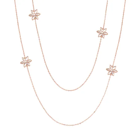 Náhrdelník s diamanty a perletí Floral Symphony