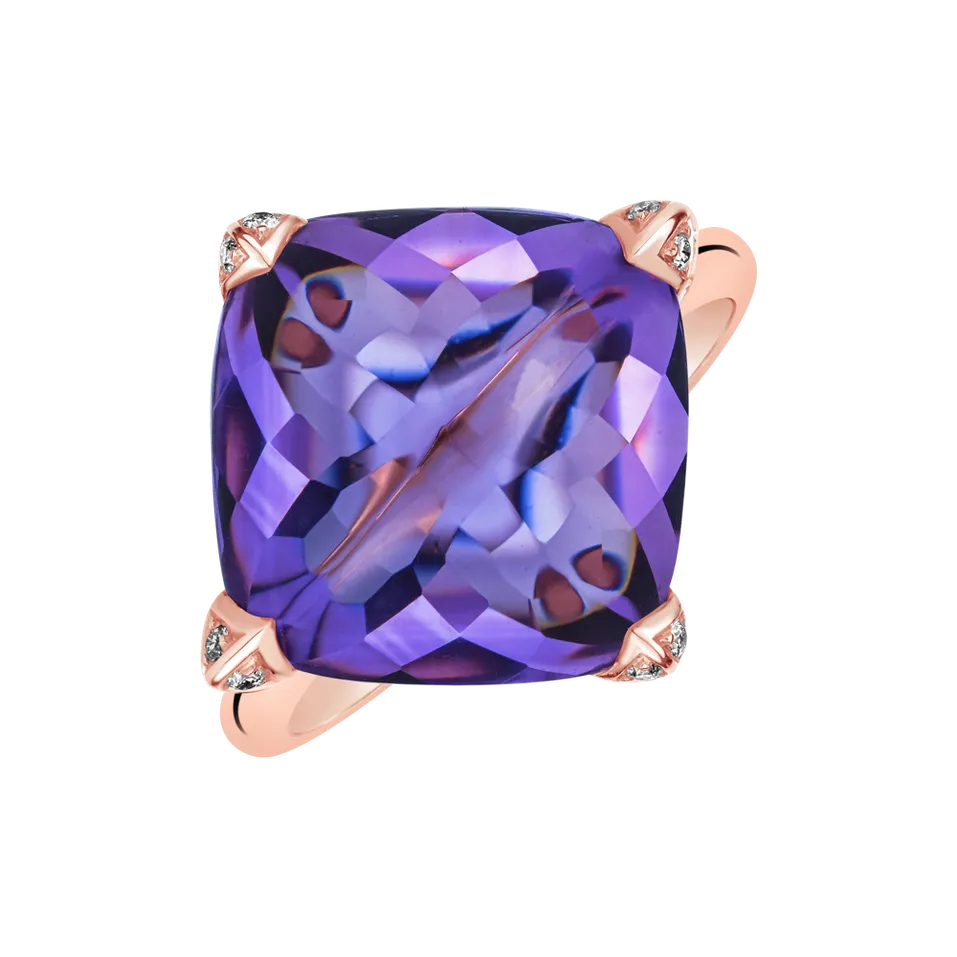 Prsten s diamanty a ametystem Pharaon Gem