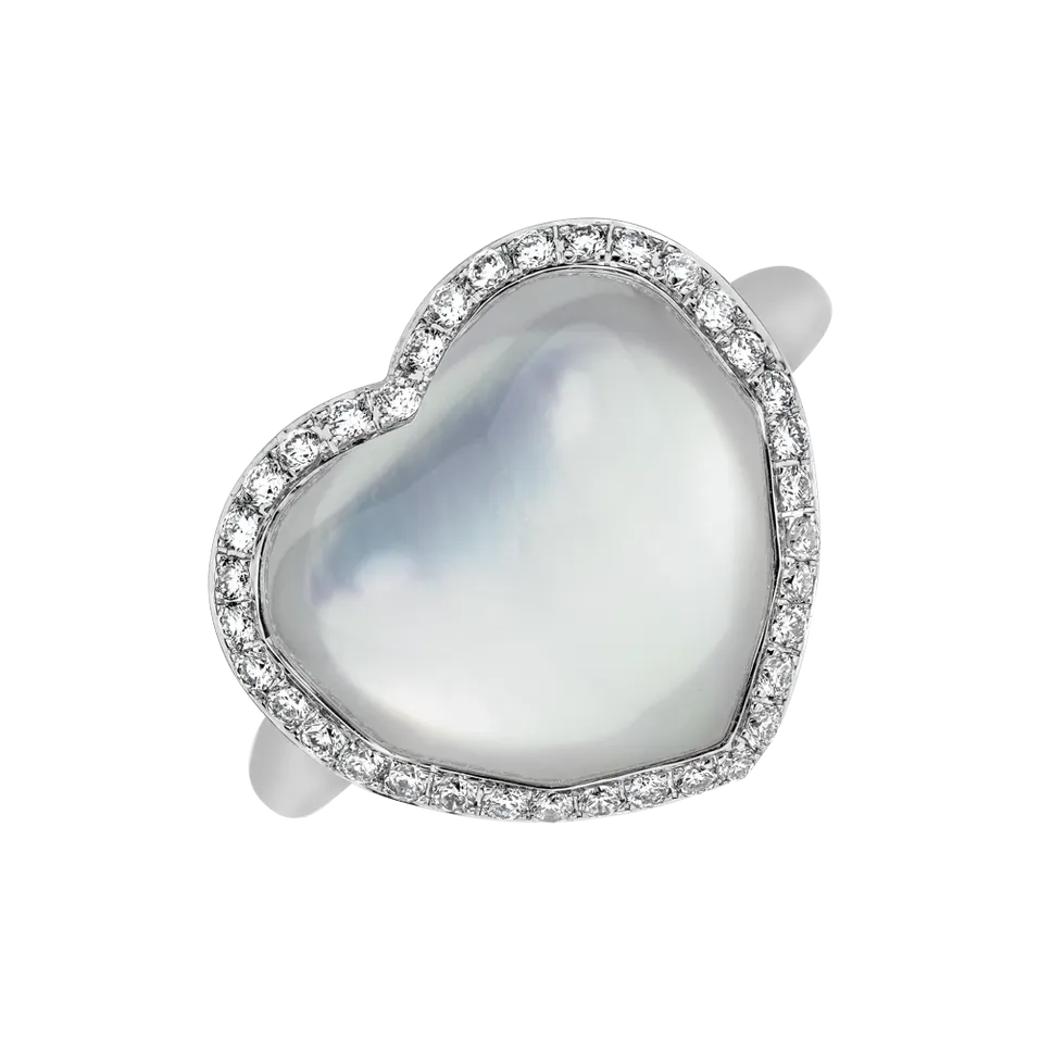 Prsten s diamanty a perletí Diamond Goddess