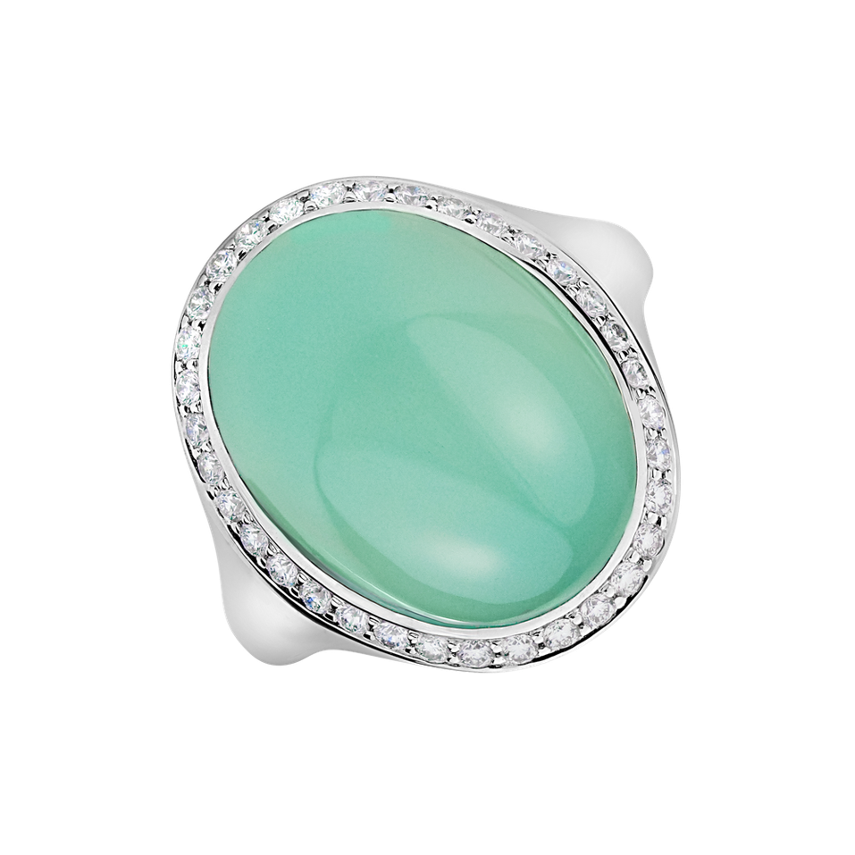 Prsten s chalcedonem a diamanty Gem Sparkle