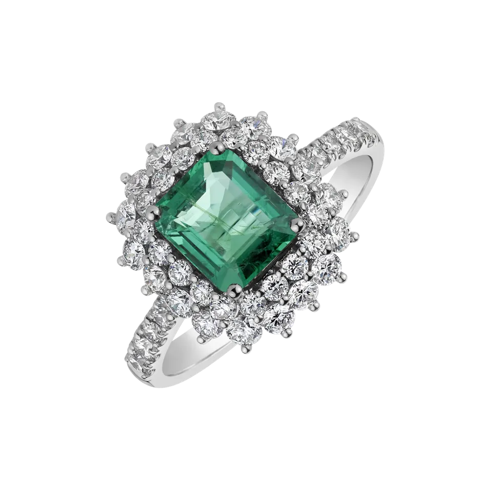 Prsten se smaragdem a diamanty Mystery Princess