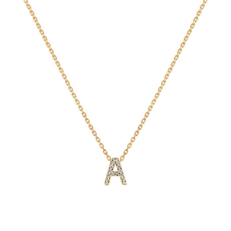 Náhrdelník 14kt žluté zlato s diamantem Glittering Letter A