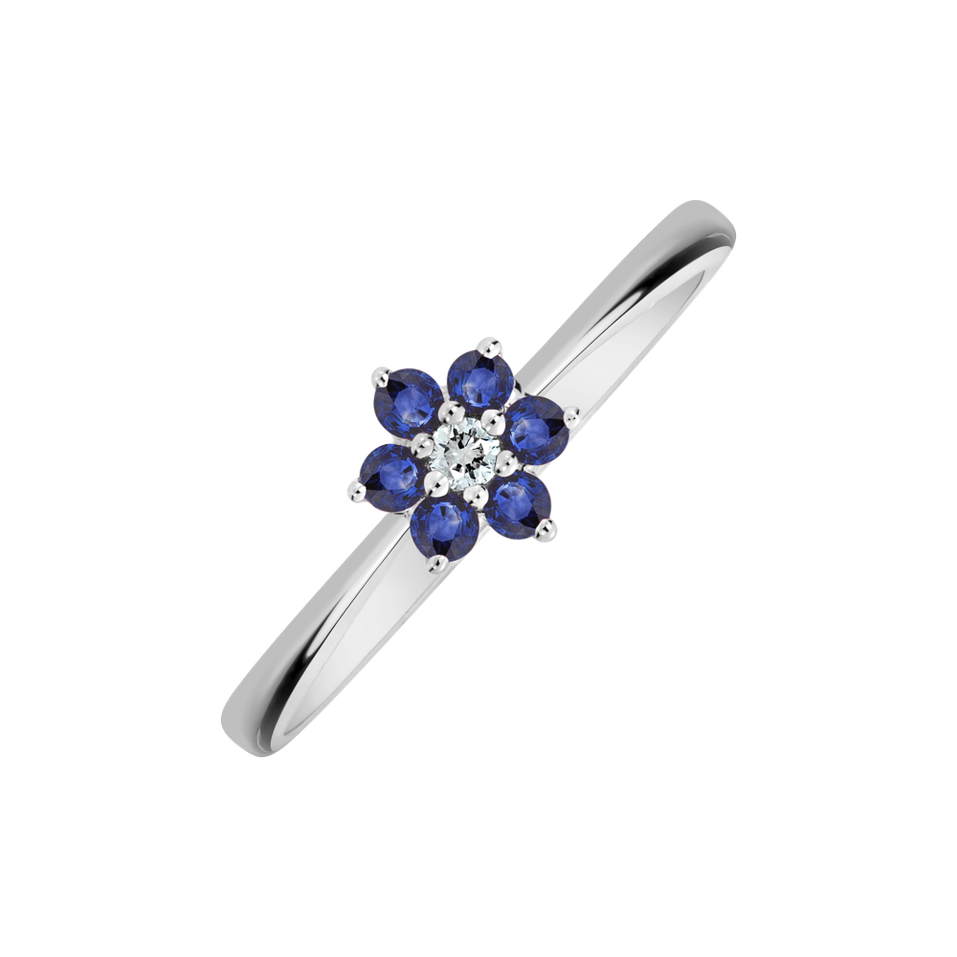 Prsten s diamantem a safírem Winter Star