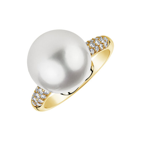Prsten s perlou a diamanty Shiny Bubble