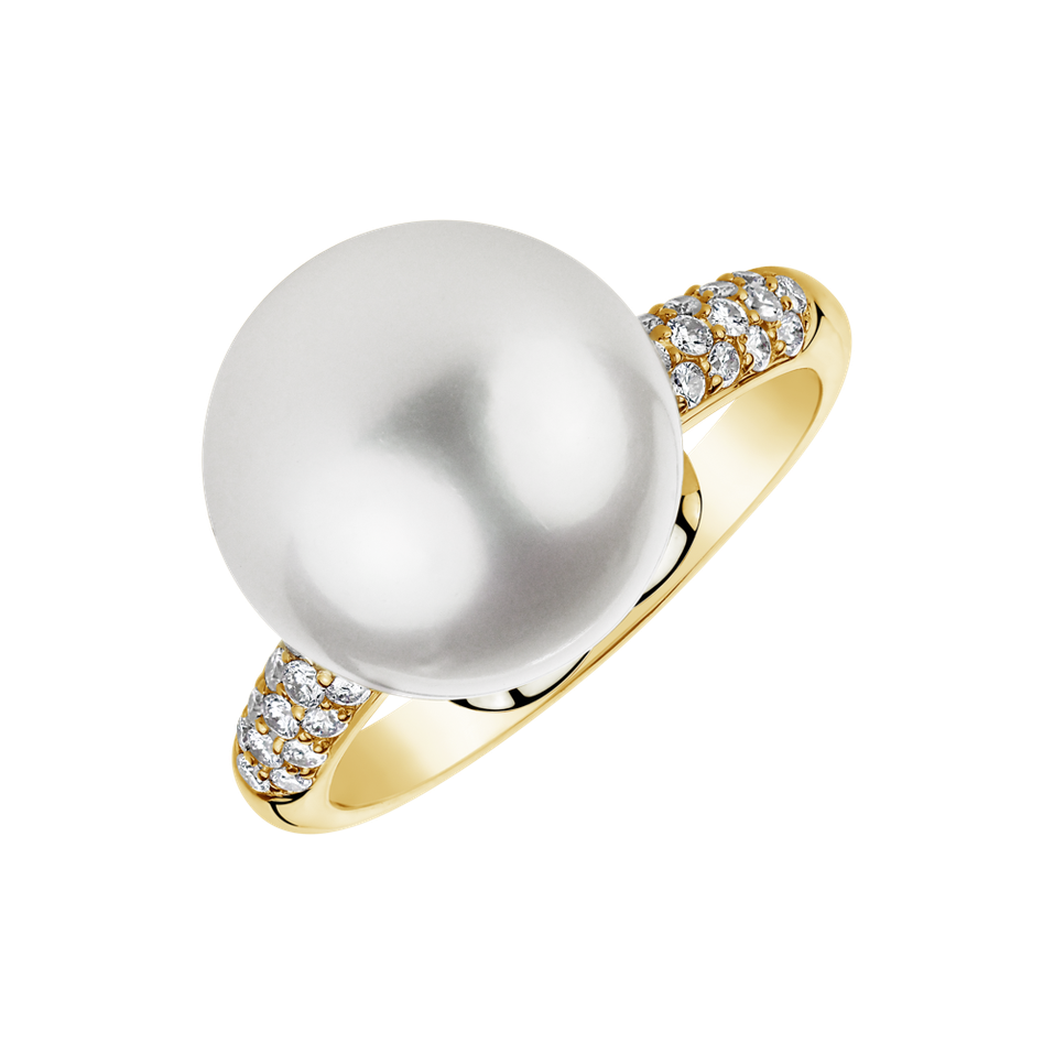 Prsten s perlou a diamanty Shiny Bubble