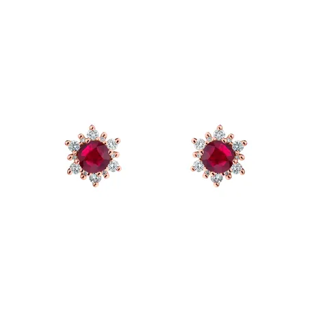 Náušnice s rubínem a diamanty Snow Star