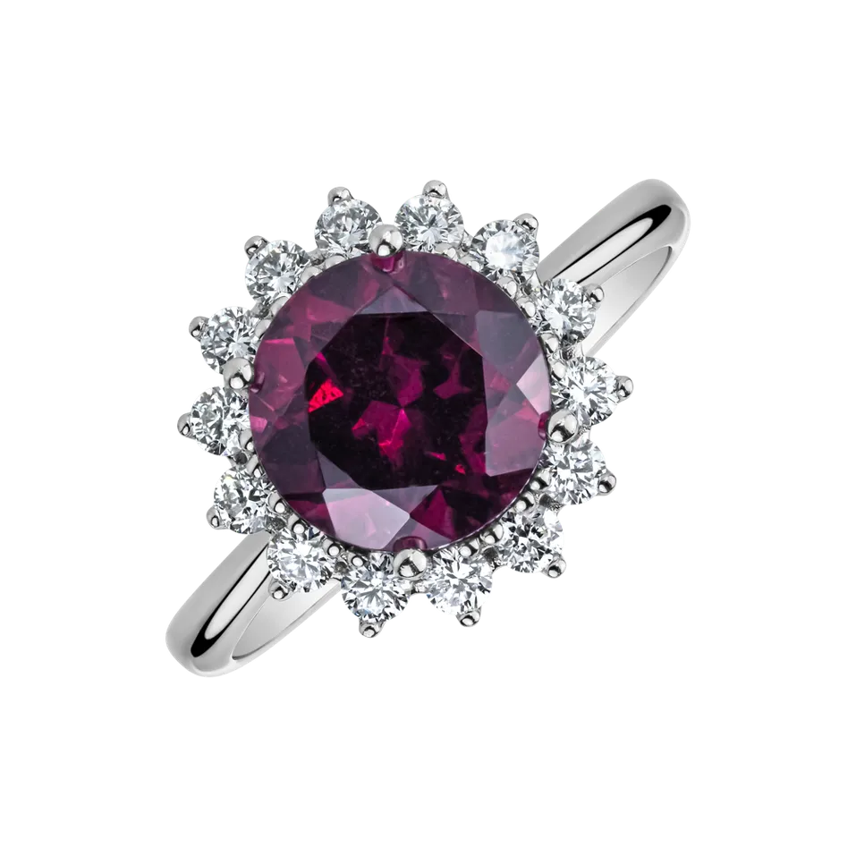 Prsten s rhodolitem a diamanty Stellar Sun