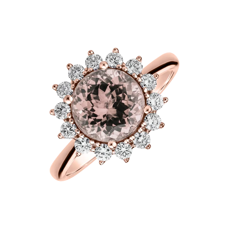 Prsten s morganitem a diamanty Stellar Sun