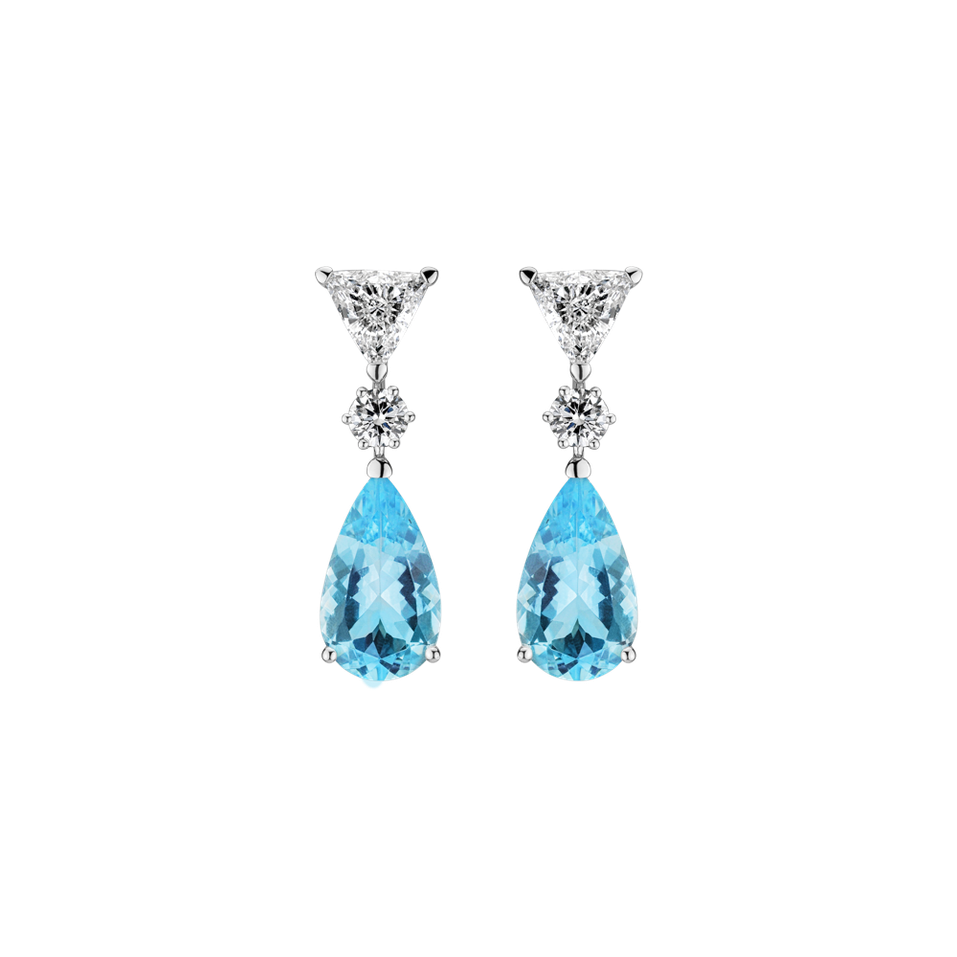 Náušnice s akvamarínem a diamanty Aquamarine Tears