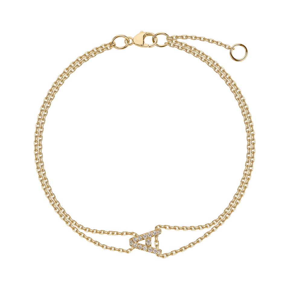 Náramek 14kt žluté zlato s diamantem Magic Letter