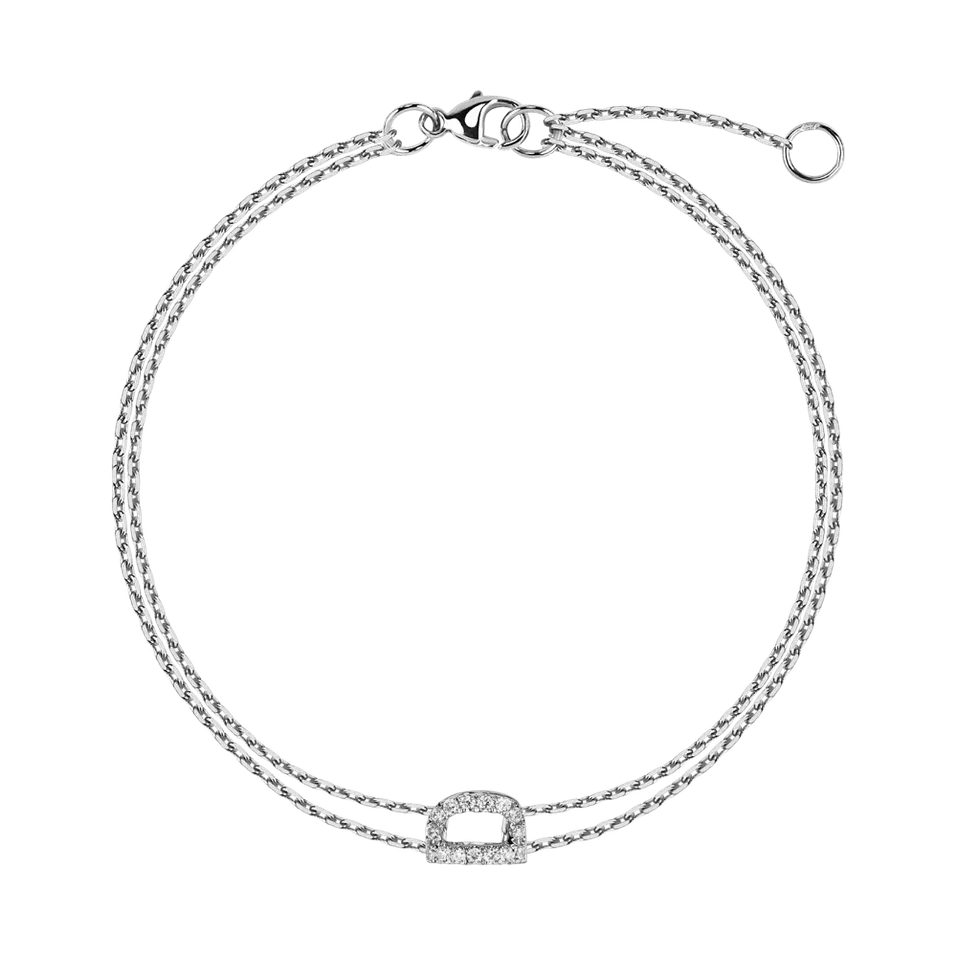 Náramek 14kt bílé zlato s diamantem Magic Letter