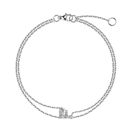 Náramek 14kt bílé zlato s diamantem Magic Letter