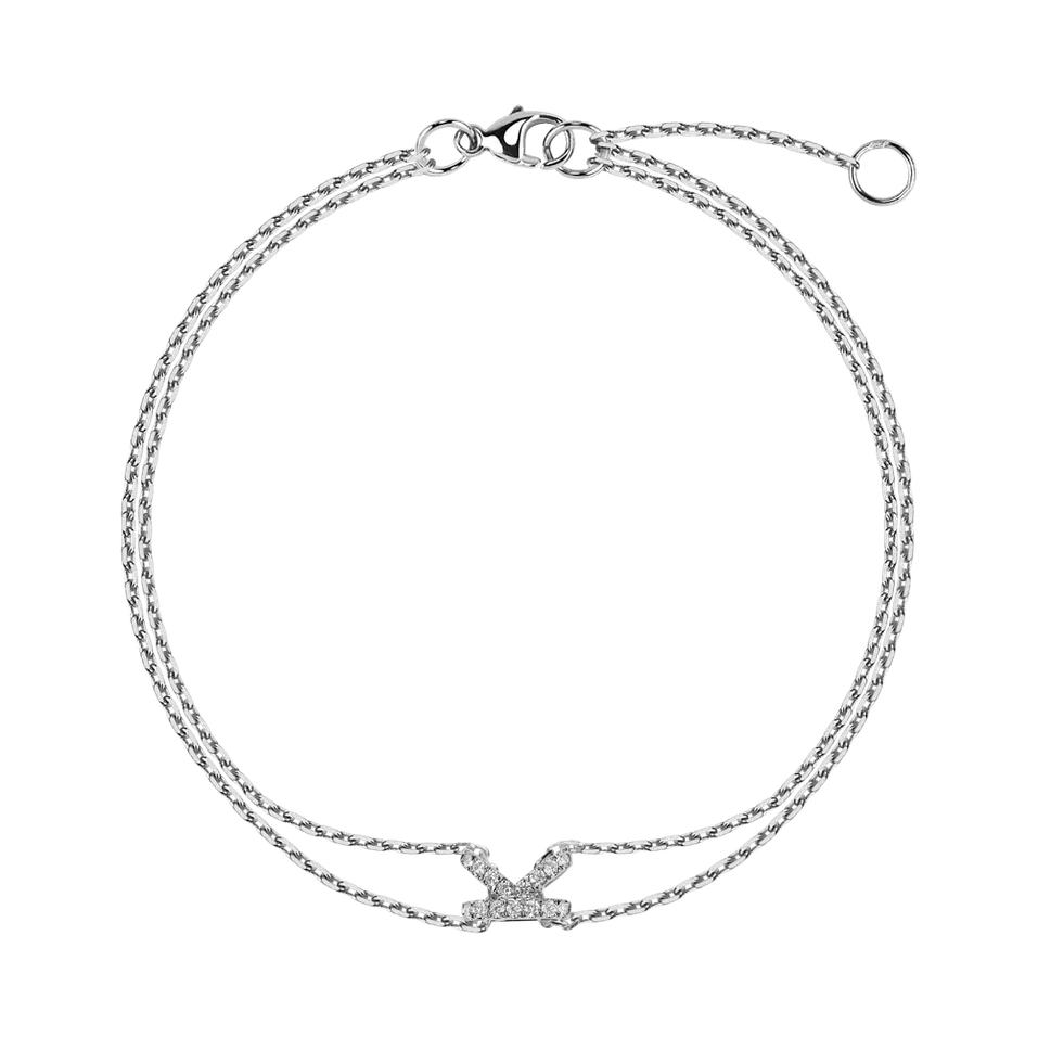 Náramek 14kt bílé zlato s diamantem Magic Letter