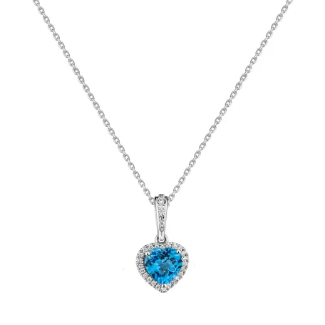 Přívěs s diamanty a topazem Blue Heart