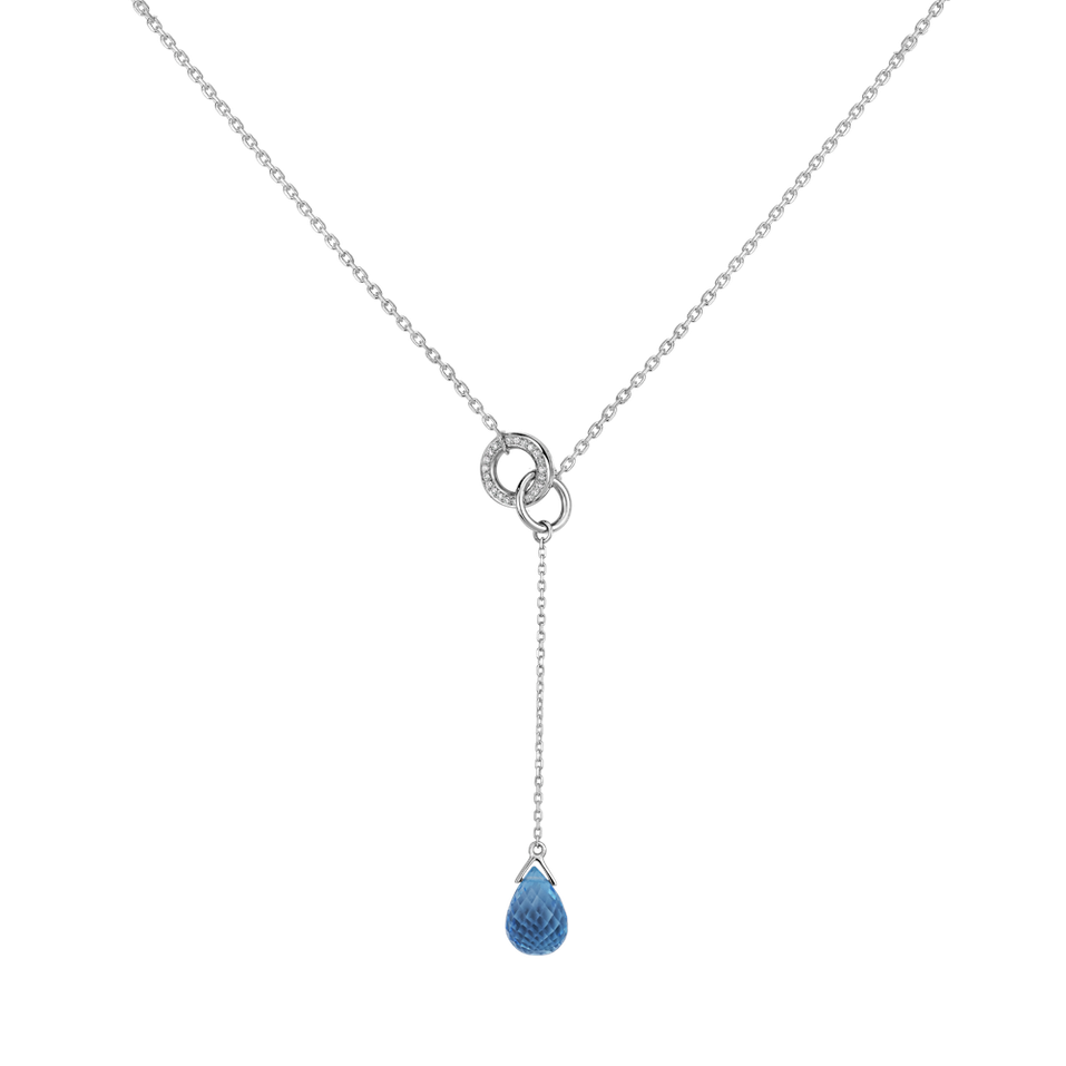 Náhrdelník s diamanty a topazem Drop of Rain