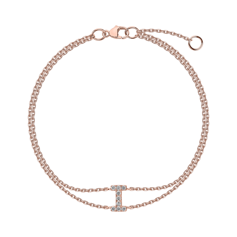 Náramek 14kt růžové zlato s diamantem Alphabet Constellations